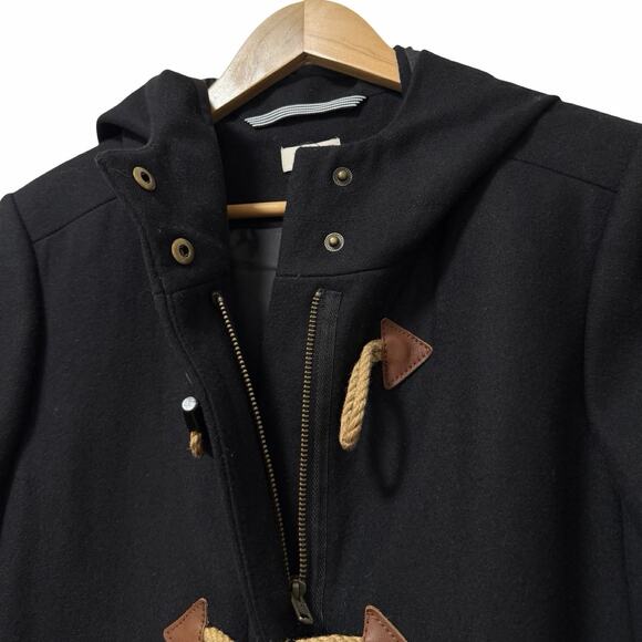 J Crew Womens Toggle Wool Blend Long Coat Size 14 Black Heavyweight Winter Coat - Picture 6 of 14